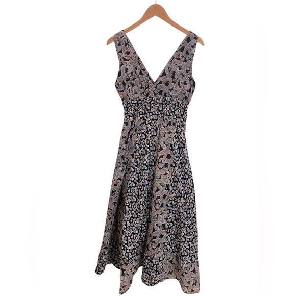 Jane Ashley Women's V-Neck Paisley and Floral Prairie Boho Cottage Maxi Dress MP - Picture 2 of 7